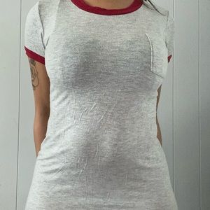 Grey and Burgundy T-Shirt Dress